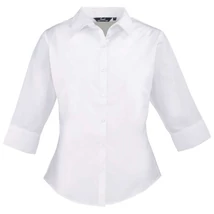 Premier PR305 Women's Poplin 3/4 Sleeve Blouse white