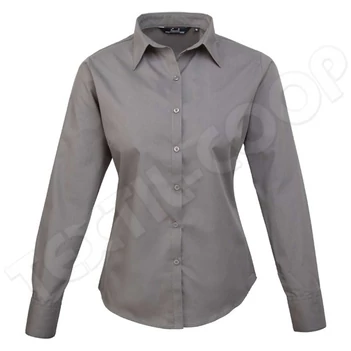 Premier PR300 Women's Long Sleeve Poplin Blouse grey