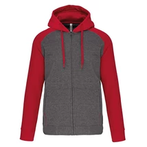 Proact PA380 Zipped Hooded Fleece Jacket grey heather/red