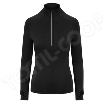 Just Cool JC035 Women's Cool Flex 1/2 Zip Top jet black