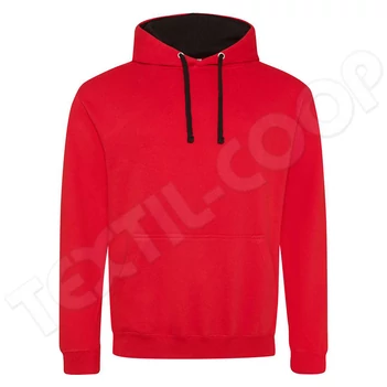 Just Hoods AWJH003 Varsity Hoodie fire red/jet black