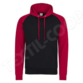 Just Hoods AWJH009 Baseball Hoodie jet black/fire red
