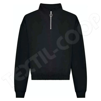Just Hoods AWJH037 Women's Cropped 1/4 Zip Sweat black