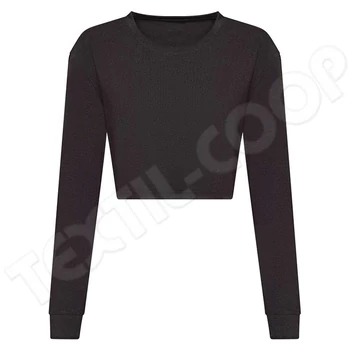 Just Ts JT016 Women's L/S Cropped T heather black