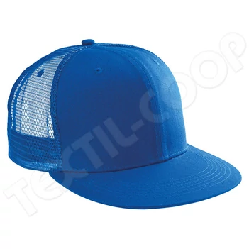 K-UP KP113 Trucker Flat Peak Cap - 6 Panels royal blue