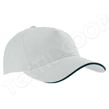 K-UP KP124 Sandwich Peak Cap - 5 Panels white/navy