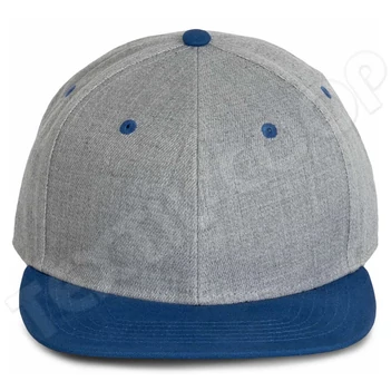 K-UP KP166 Snapback Cap - 6 Panels light grey heather/royal blue