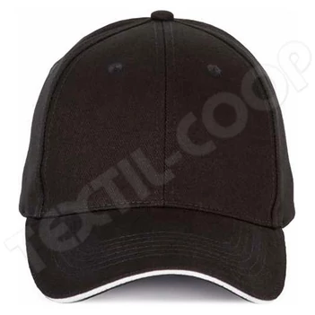 K-UP KP185 Cap With Contrasting Peak - 6 Panels black/white