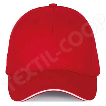 K-UP KP185 Cap With Contrasting Peak - 6 Panels red/white