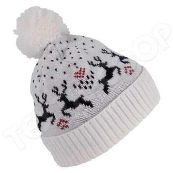 K-UP KP512 Winter Beanie With Reindeer Design natural/night navy