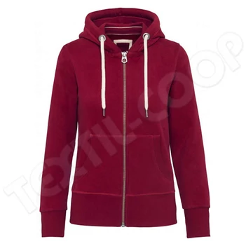 Kariban KV2307 Vintage Zipped Hooded Sweatshirt red
