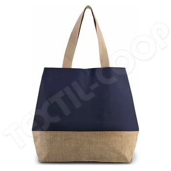 Kimood KI0235 Canvas & Jute Hold-All Shopper Bag blue/natural