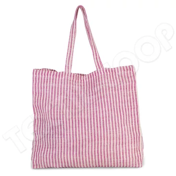 Kimood KI0236 Juco Striped Shopper Bag magenta/natural
