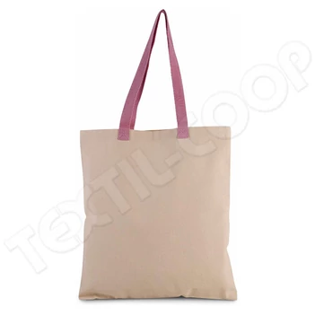 Kimood KI0277 Flat Canvas Shopper Bag natural/pink