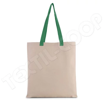 Kimood KI0277 Flat Canvas Shopper Bag natural/green