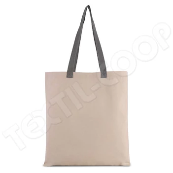 Kimood KI0277 Flat Canvas Shopper Bag natural/grey
