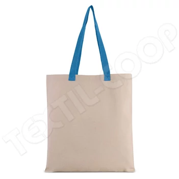 Kimood KI0277 Flat Canvas Shopper Bag natural/blue