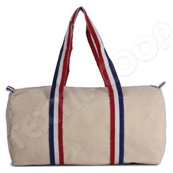 Kimood KI0632 Cotton Canvas Hold-All Bag natural/blue/white/red