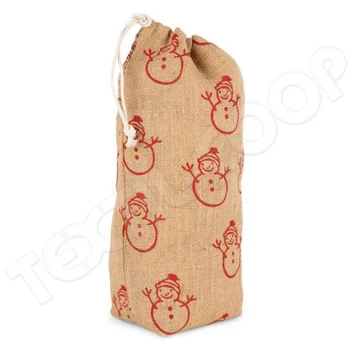 Kimood KI0726 Bottle Carrier With Christmas Patterns natural/red
