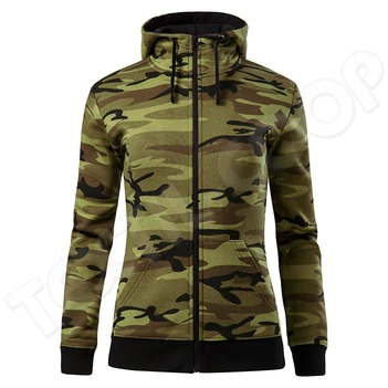 Malfini Camo Zipper női felső C20 - zöld terepszín