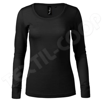 Malfini póló női Merino Rise LS 160 - fekete