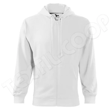 Malfini Trendy Zipper férfi kapucnis pulóver 410 - fehér