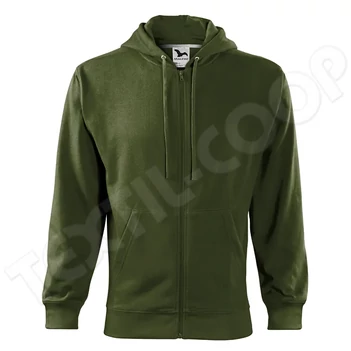 Malfini Trendy Zipper férfi kapucnis pulóver 410 military