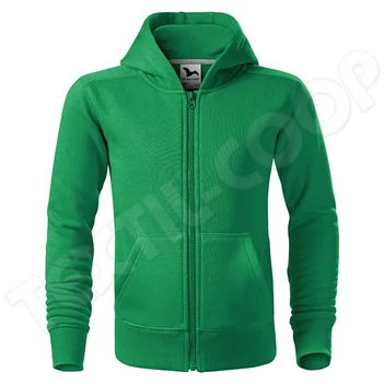Malfini Trendy Zipper gyerek kapucnis pulóver 412 fűzöld