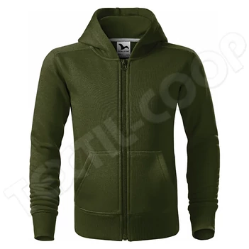 Malfini Trendy Zipper gyerek kapucnis pulóver 412 military