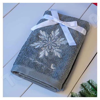 Olima OLXMAS04 Christmas Towel - Snowflake grey