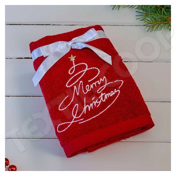 Olima OLXMAS09 Christmas Towel - Merry Christmas red