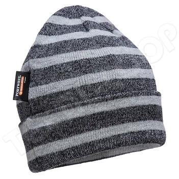 Portwest B024 csíkos téli sapka szürke PW-B024G7R
