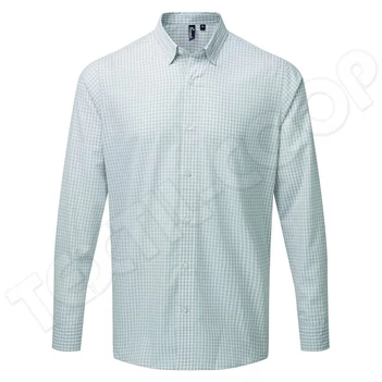 Premier PR252 Maxton Check Long Sleeve Shirt silver/white