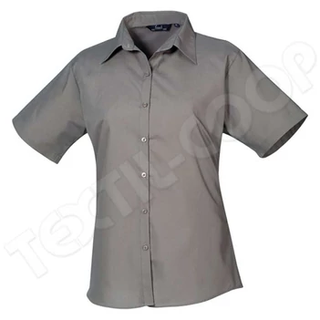 Premier PR302 Women's Short Sleeve Poplin Blouse grey