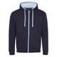Just Hoods AWJH053 Varsity Zoodie new french navy/sky blue